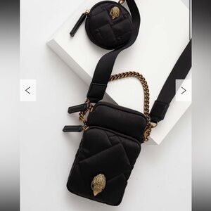 Kurt Geiger Black Quilted Crossbody Bag with Gold Accents